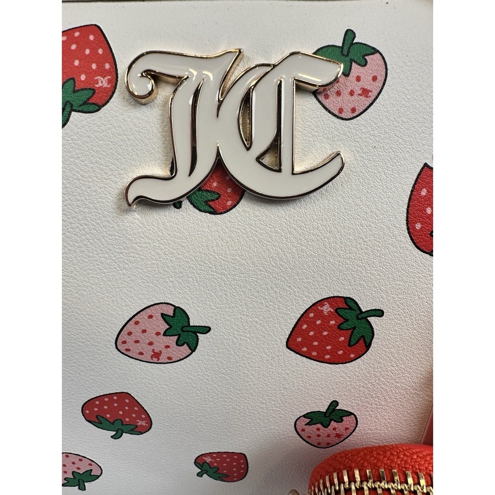 Juicy Couture Strawberry Bowler Bag White Sweet N Juicy  w Coin Purse Charm - Picture 10 of 12